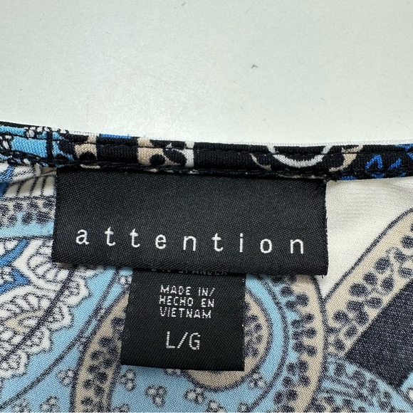 Attention V Neck Blue and Black Paisley Dress - Picture 4 of 9